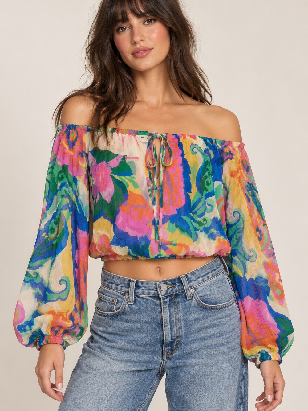 Amanda Uprichard Dallas Top in Fleetwood Print Floral Chiffon Cropped Blouse S